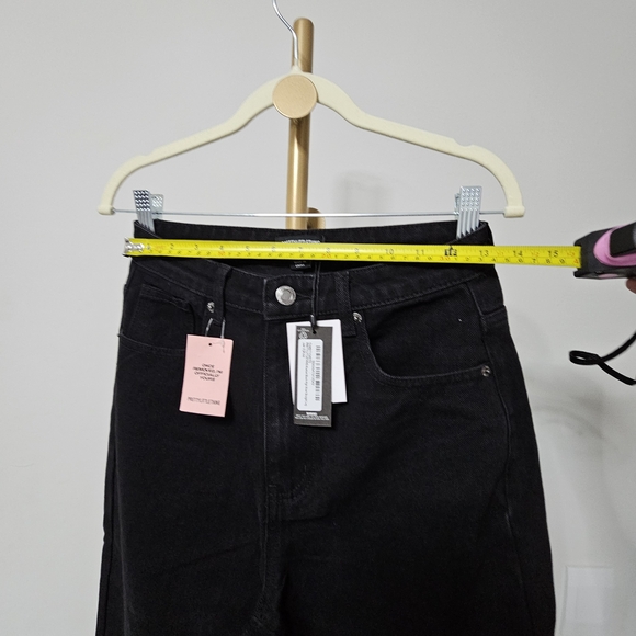 NWTPrettyLittleThing Charcoal Washed Black High Waist StraightLeg DenimJean sz 8 - Picture 11 of 14